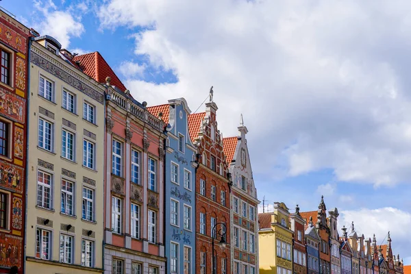 Danzig Polen September 2021 Färgglada Hus Fronter Radhus Floden Motlawa — Stockfoto