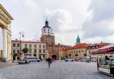 Lublin, Polonya - 13 Eylül 2021: Lublin şehir merkezinin tarihi görüntüsü