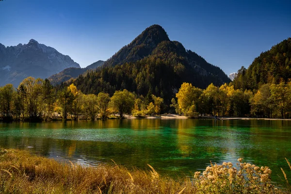 Una Vista Sul Lago Jasna Con Foresta Paesaggio Montano Bellissimi — Foto Stock