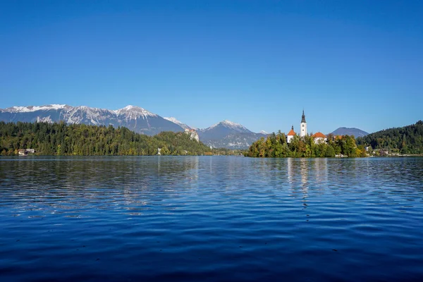 Bled Slovenia October 2021 View Mary Church Island Lake Bled — Stock Photo, Image