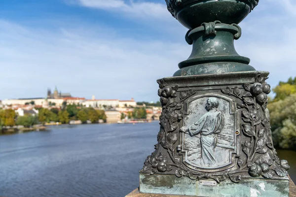 Praga Tchecoslováquia Setembro 2021 Vista Rio Vltava Castelo Praga Com — Fotografia de Stock