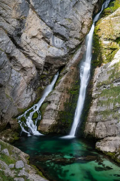 Vertikal Över Vattenfallet Savica Norra Slovenien — Stockfoto