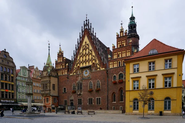 Wrocław Polska Września 2021 Historyczne Centrum Starego Miasta Breslau Barwnymi — Zdjęcie stockowe