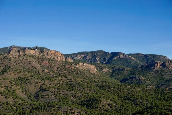 Landscape View Spanish Semi Desert Low Green Vegetation Mountains — Stock Photo, Image
