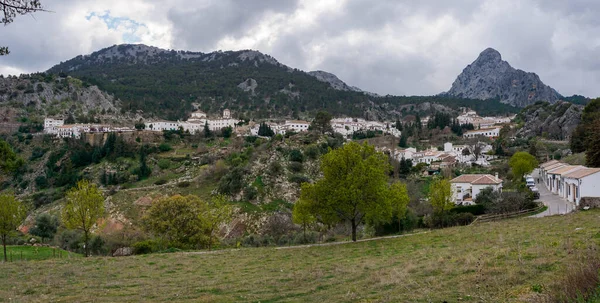Vista Panorámica Del Idílico Pueblo Andaluz Montaña Encalado Grazalema — Foto de Stock