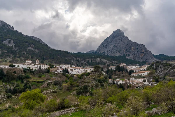 Vista Panorámica Del Idílico Pueblo Andaluz Montaña Encalado Grazalema — Foto de Stock