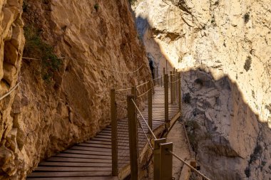 Güney İspanya 'da Malaga yakınlarındaki ünlü ve tarihi Camino del Rey manzarası