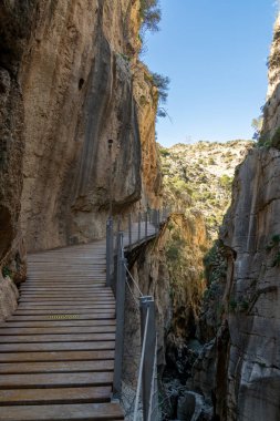 Güney İspanya 'da Malaga yakınlarındaki ünlü ve tarihi Camino del Rey manzarası