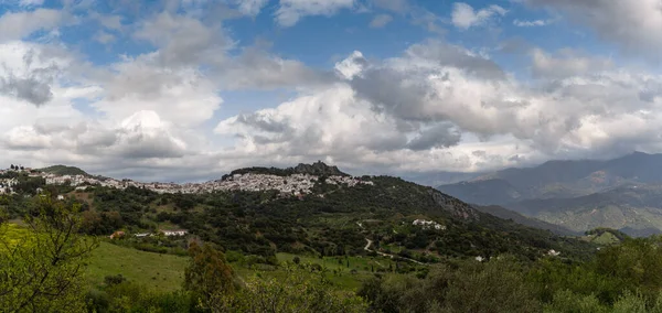 Panorama View Idyllic Whitewashed Andalusian Town Gaucin Sierra Del Hacho — Stock Photo, Image