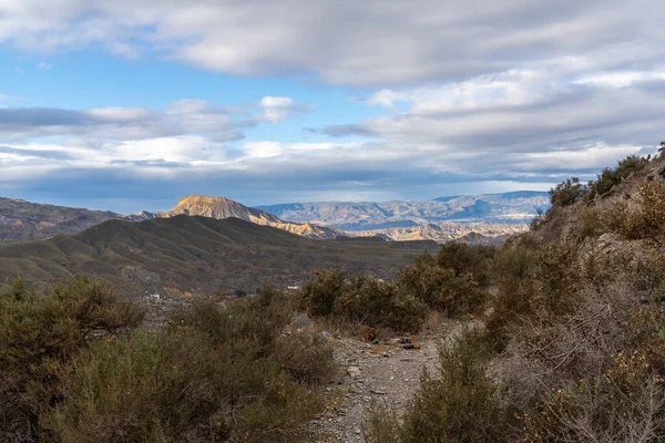 Hiking Trail Leading Hills Canyons Tabernas Desert Southern Spain — Stock Photo, Image