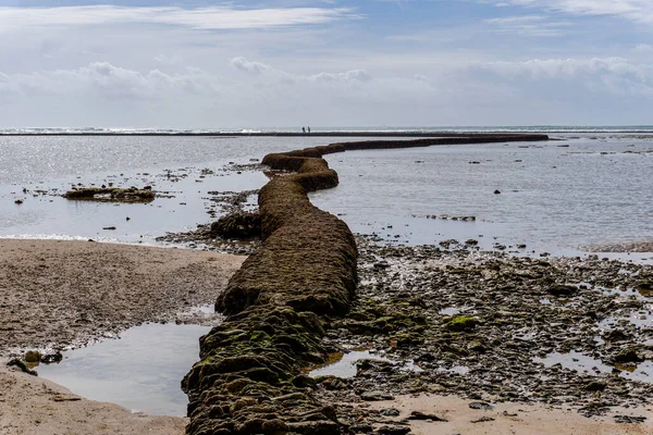 Blick Auf Strand Und Küste Rota Mit Den Berühmten Mauern — Stockfoto
