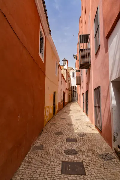 Badajoz Spagna Marzo 2022 Stretto Vicolo Pedonale Che Attraversa Alte — Foto Stock