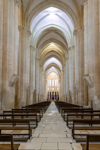 Alcobaca Portugal April 2022 Central Nave Church Alcobaca Monastery Stock Picture