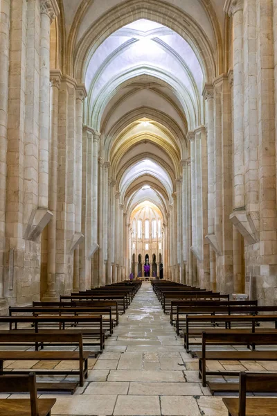 Alcobaca Portugal April 2022 Central Nave Church Alcobaca Monastery Stock Image
