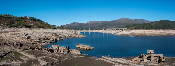 Panorama Drone View Ghost Town Aceredo Alto Lindoso Reservoir — Photo