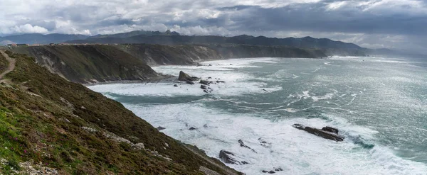 Panoramautsikt Över Karga Klipporna Och Kusten Vid Cabo Vidio Asturien — Stockfoto