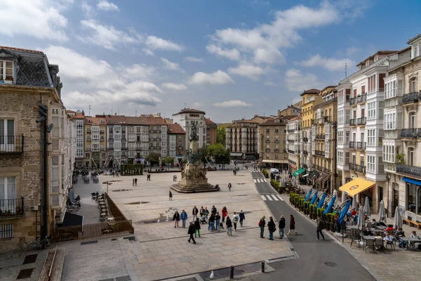 Vitoria Gasteiz Spain April 2022 High Angle View Plaza Virgen — Foto Stock