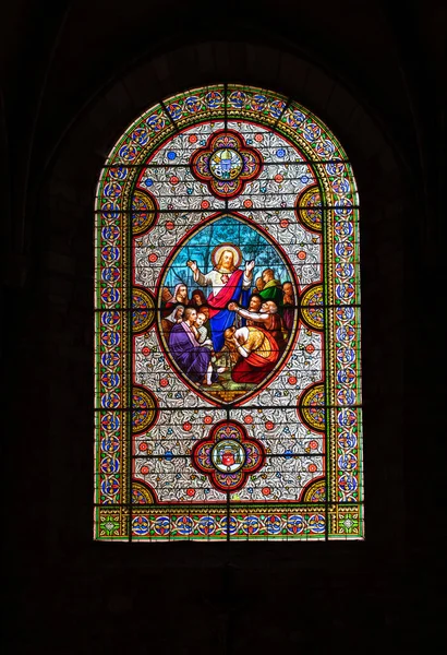 Carennac Francia Mayo 2022 Vista Detallada Una Vidriera Iglesia Saint — Foto de Stock