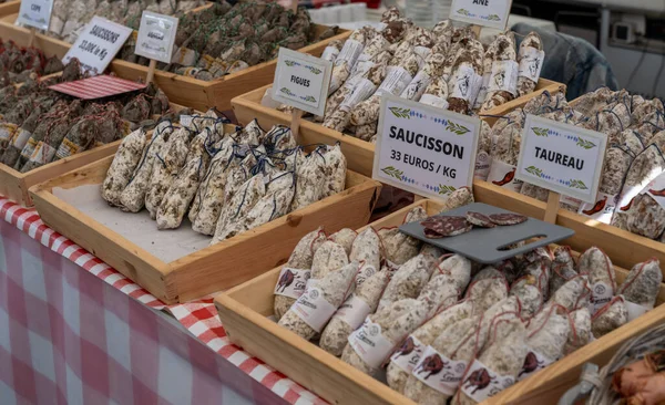 Clervaux Luxemburg Juni 2022 Blik Van Dichtbij Traditionele Worst Salami — Stockfoto
