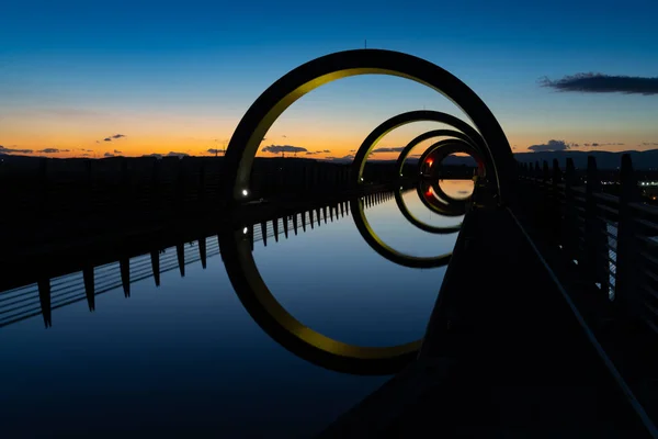 Falkirk Storbritannien Juni 2022 Över Falkirk Wheel Vid Solnedgången Med — Stockfoto