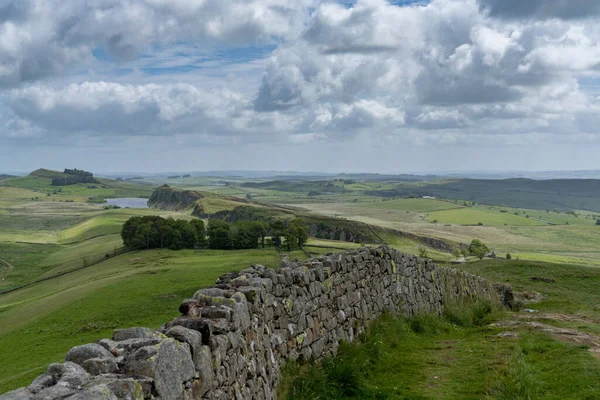A view of remnants of Hadrian\'s Wall near Steel Rigg in northern England