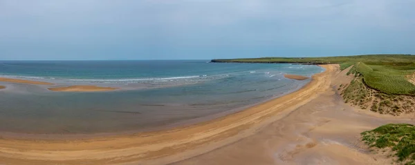 Panorama Drone Landscape View Beautiful Golden Sand Beach Lacken Strand — Foto de Stock