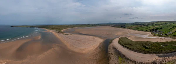 Panorama Drone Landscape View Beautiful Golden Sand Beach Lacken Strand — 图库照片