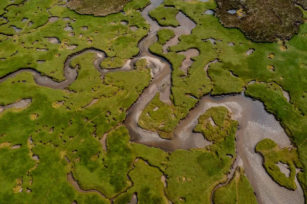 Top View Creeks Pools Rivers Carrowmore Lacken Saltmarsh Northern County — Stok fotoğraf