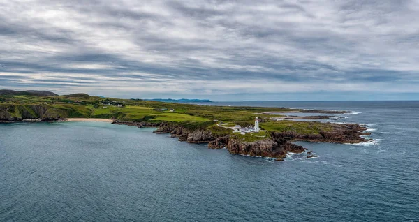 Panorama Drone Landscape View Fanad Head Lighthouse Peninsula Northern Coast — Foto de Stock