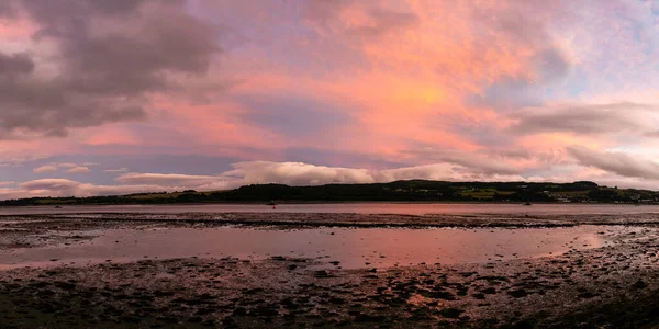 Panorama View Clyde River Dumbarton Low Tide Sunset — Foto de Stock