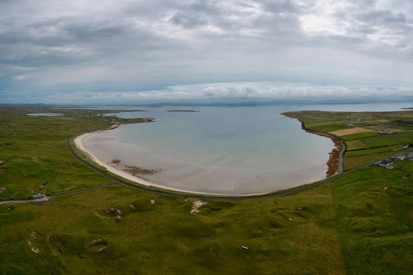 Drone Panorama Elly Bay Beach Mullet Peninsula Ireland Low Tide — Foto de Stock