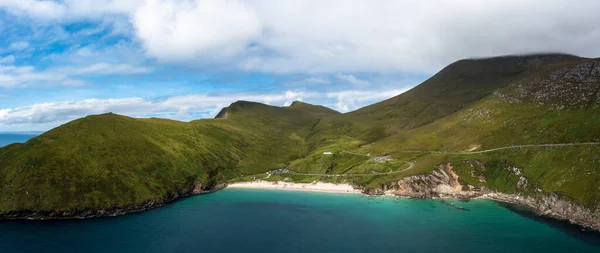 A panorama landscape view of Keem Bay on Achill Island in County Mayo of Ireland