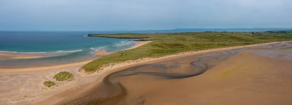 Panorama Drone Landscape View Beautiful Golden Sand Beach Lacken Strand — Foto de Stock