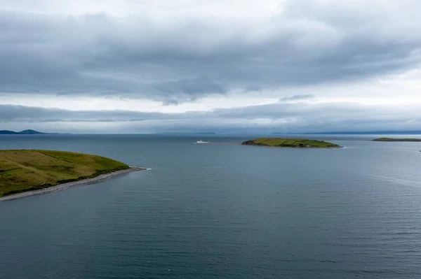 View Clew Bay Clare Island Lighthouse Sunken Drumlin Distance — Fotografia de Stock