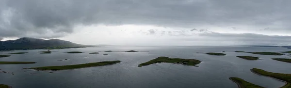 Panorama Landscape Sunken Drumlin Islands Clew Bay County Mayo Rain — Stok fotoğraf