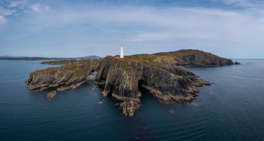 panorama landscape view of the Baltimore Beacon and entrance to Baltimore Harbor in West Cork
