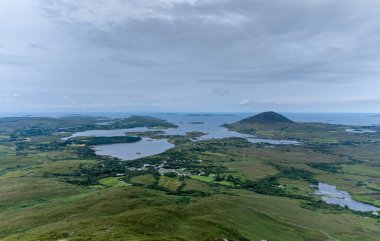 landscape view of the Renvyle Peninsula and Ballinakill Harbor in Connemara Naitonal Park