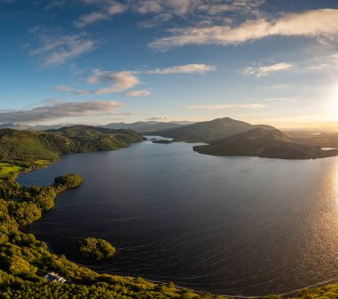 A view of Lough Caragh lake in the Glencar Valley of Kerry County in warm eveing light