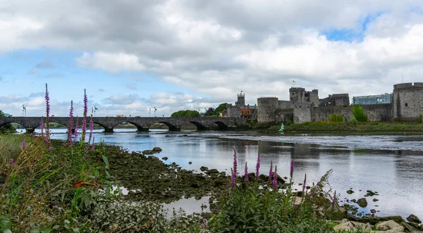 Limerick Irlanda Agosto 2022 Vista Panorámica Del Río Shannon Castillo — Foto de Stock