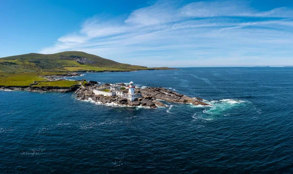 Una Vista Aérea Del Histórico Faro Isla Valentia Condado Kerry — Foto de Stock