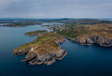 View of the Baltimore Beacon and entrance to Baltimore Harbor in West Cork
