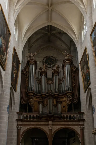 Dole França Setembro 2022 Vista Interior Órgão Igreja Nave Central — Fotografia de Stock