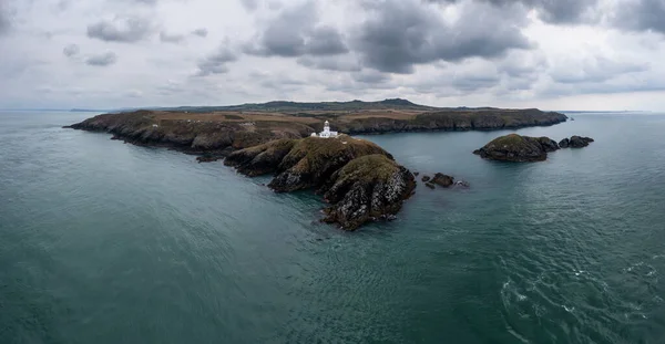 Εναέρια Πανόραμα Τοπίο Της Ακτής Pembrokeshire Την Ιστορική Strumble Επικεφαλής — Φωτογραφία Αρχείου