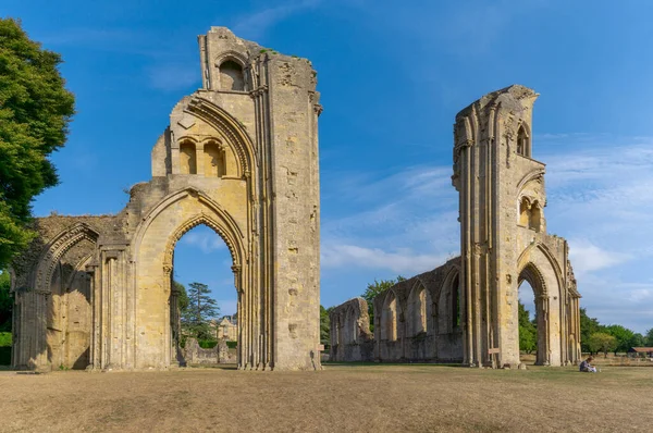 Glastonbury Reino Unido Setembro 2022 Vista Das Ruínas Dos Muros — Fotografia de Stock