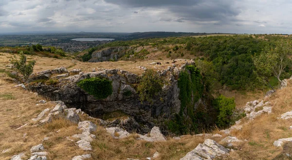 Una Vista Garganta Cheddar Las Colinas Mendip Cerca Cheddar Somerset —  Fotos de Stock