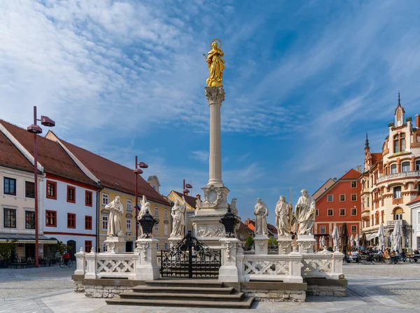 Maribor Eslovenia Octubre 2022 Monumento Columna Plaga Plaza Armas Centro — Foto de Stock