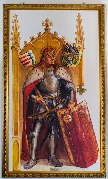 2022年10月17日 ルーマニア フネドアラ城博物館内におけるルーマニア王ジョン フネダディの絵画 — ストック写真
