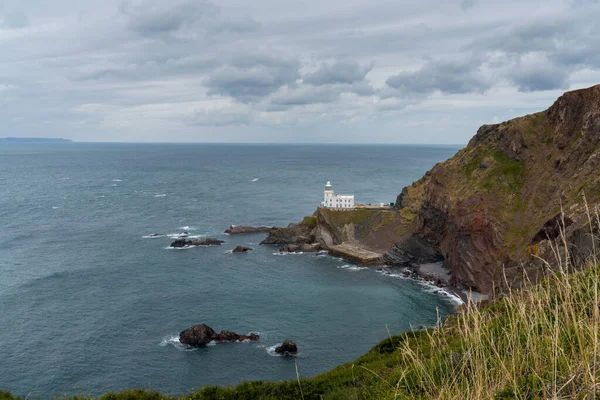 Vista Del Histórico Faro Promontorio Hartland Point Bahía Bristol — Foto de Stock