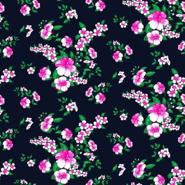 Klasik dikişsiz çiçek deseni. Küçük pastel çiçeklerin özgürlük tarzı arka planı. Beyaz arkaplana saçılmış küçük çiçekler. Yüzeylere ve web tasarımına yazdırmak için stok.