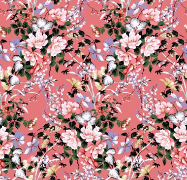 Klasik dikişsiz çiçek deseni. Küçük pastel çiçeklerin özgürlük tarzı arka planı. Beyaz arkaplana saçılmış küçük çiçekler. Yüzeylere ve web tasarımına yazdırmak için stok.